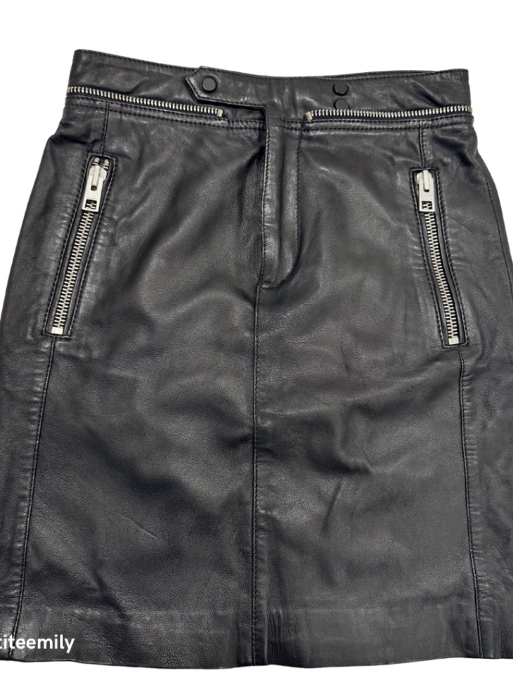 AllSaints black leather mini skirt with zips Size 0